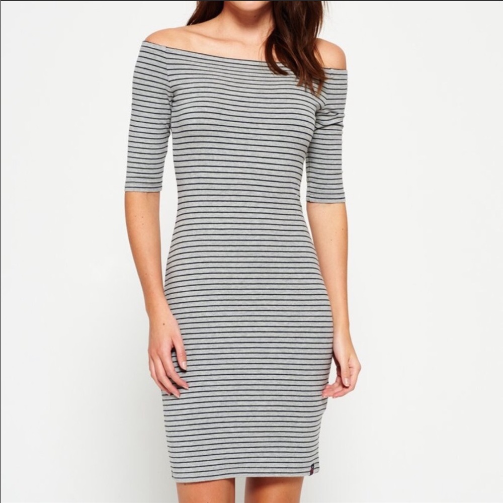 Superdry Breton Bardot stripe dress